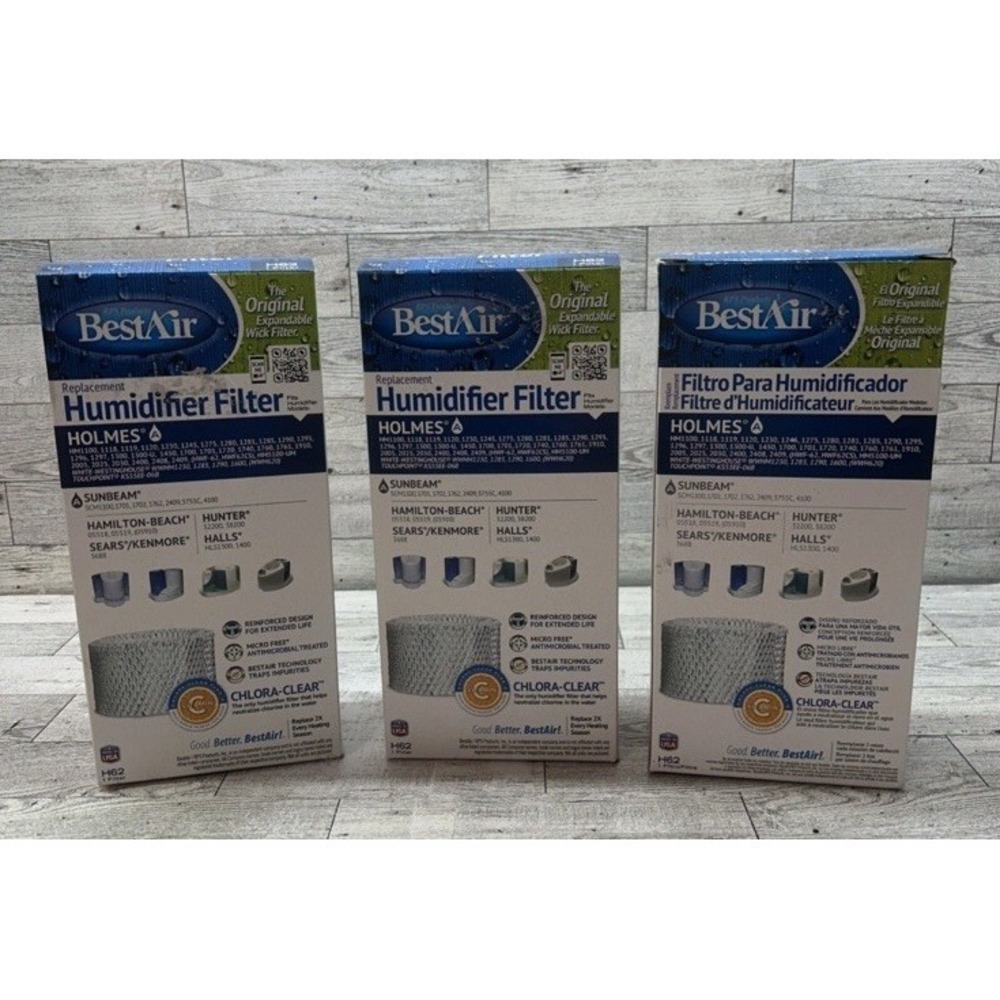 LOT Of (3) Best Air Humidifier Replacement Filter  H62 Holmes- Brand new